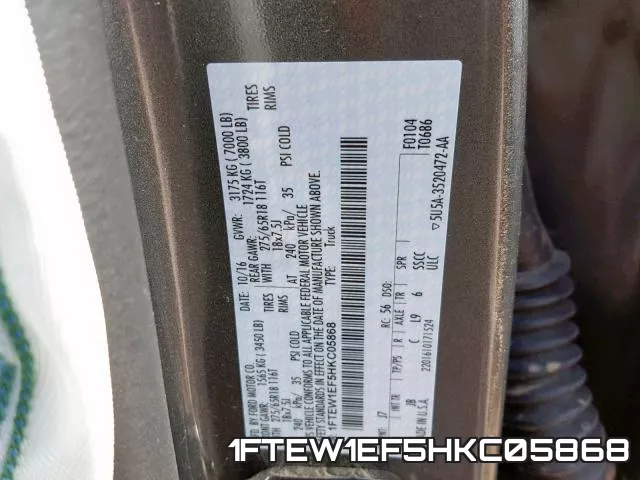1FTEW1EF5HKC05868 фото 2