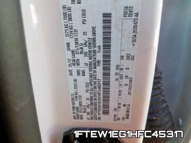 1FTEW1EG1HFC45317 фото 2
