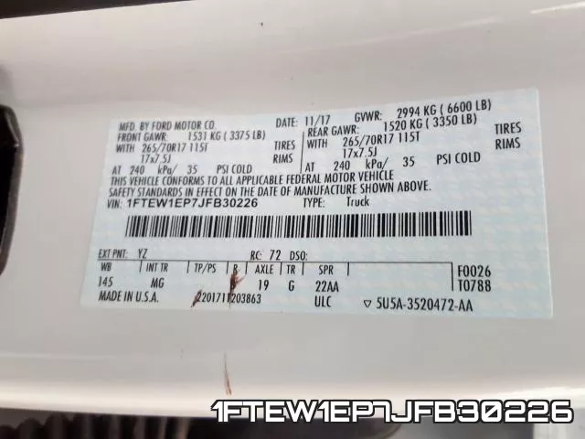1FTEW1EP7JFB30226 фото 2