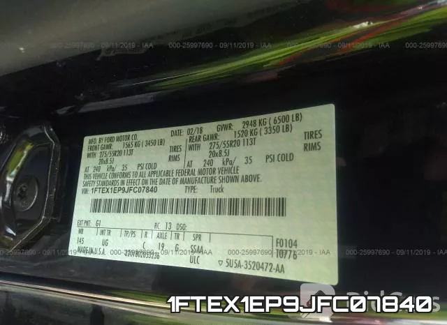 1FTEX1EP9JFC07840 фото 9