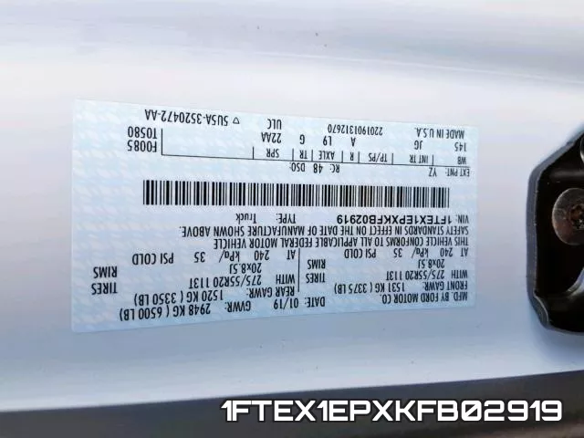 1FTEX1EPXKFB02919 фото 2