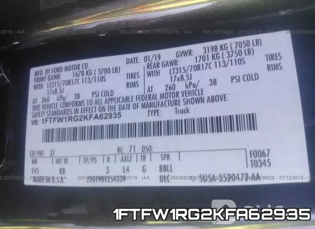 1FTFW1RG2KFA62935 фото 10