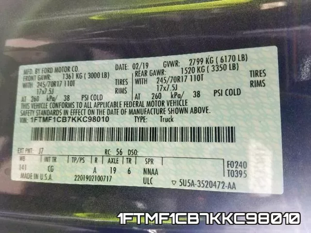 1FTMF1CB7KKC98010 фото 2