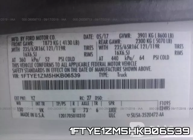 1FTYE1ZM5HKB06539 фото 10