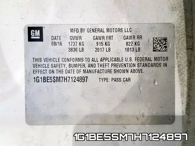 1G1BE5SM7H7124897 фото 2