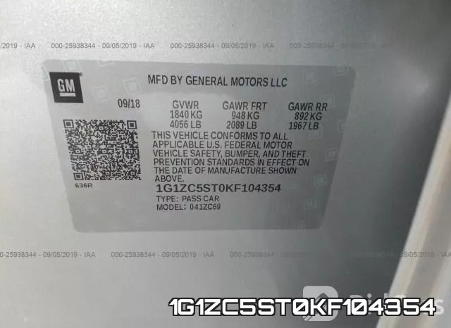 1G1ZC5ST0KF104354 фото 10