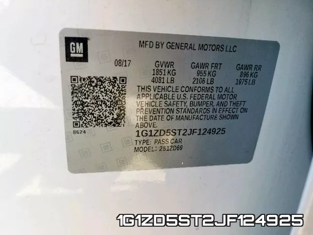 1G1ZD5ST2JF124925 фото 2