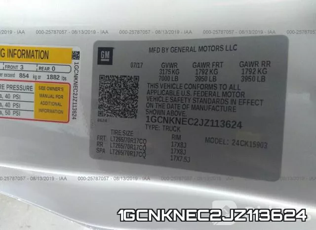 1GCNKNEC2JZ113624 фото 10