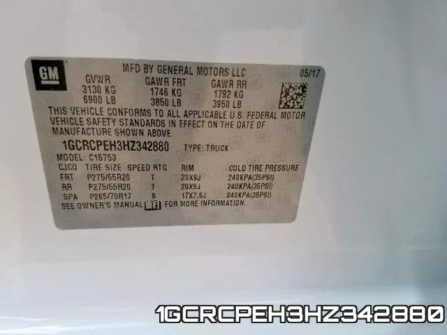 1GCRCPEH3HZ342880 фото 2