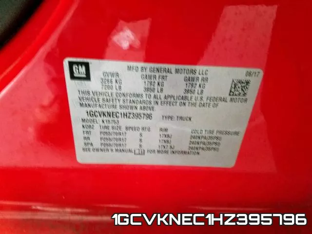 1GCVKNEC1HZ395796 фото 2