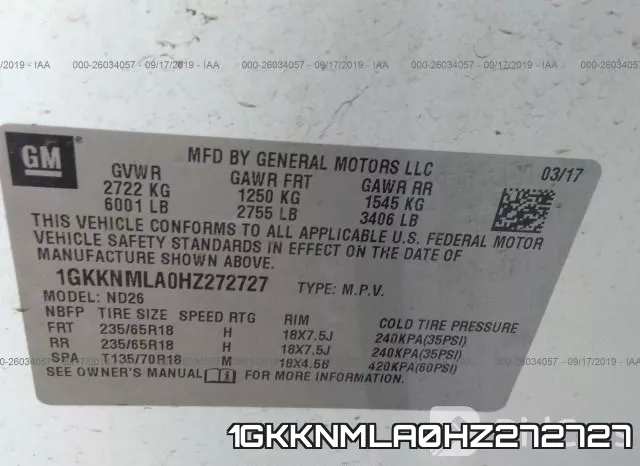 1GKKNMLA0HZ272727 фото 10
