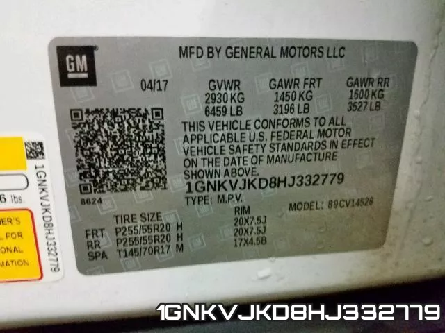 1GNKVJKD8HJ332779 фото 2