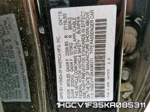1HGCV1F35KA085311 фото 2
