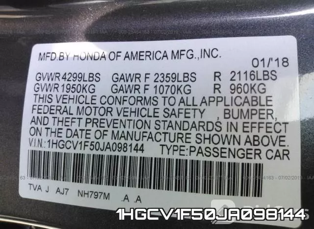 1HGCV1F50JA098144 фото 10