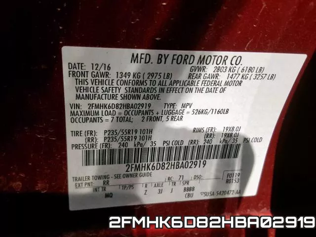 2FMHK6D82HBA02919 фото 2