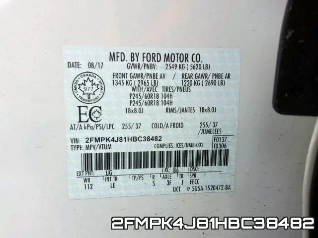 2FMPK4J81HBC38482 фото 2
