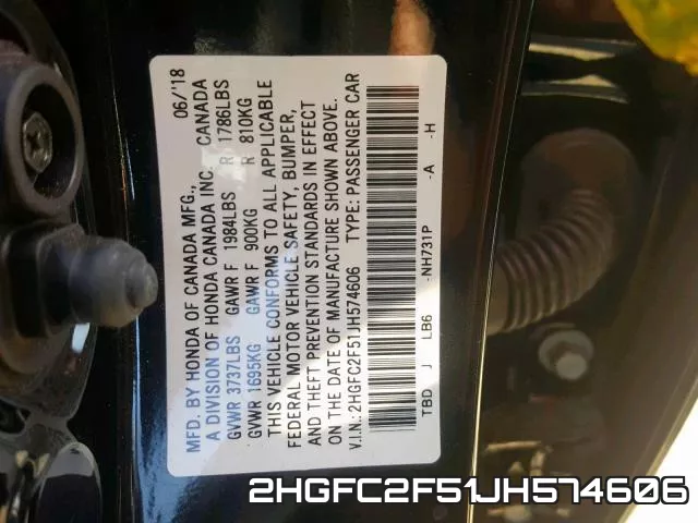 2HGFC2F51JH574606 фото 2