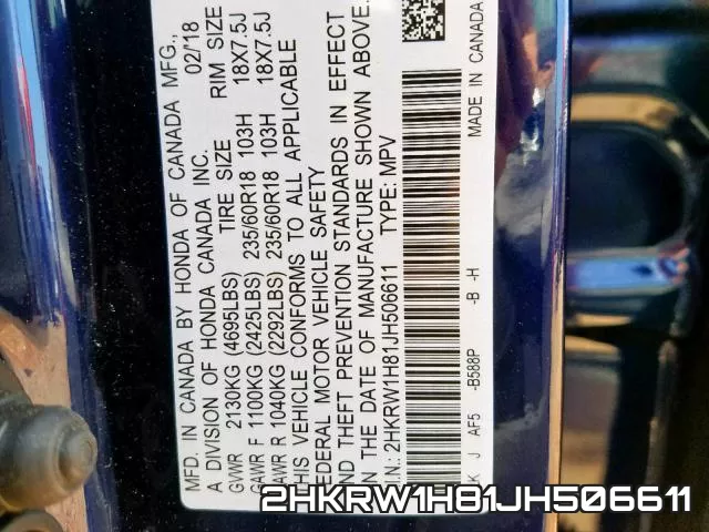 2HKRW1H81JH506611 фото 2