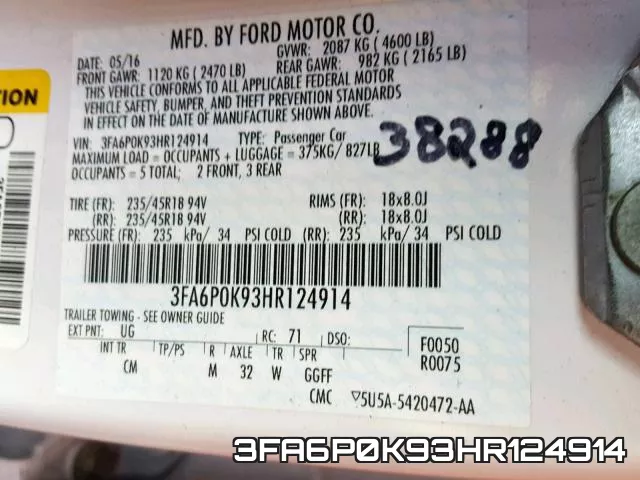 3FA6P0K93HR124914 фото 2