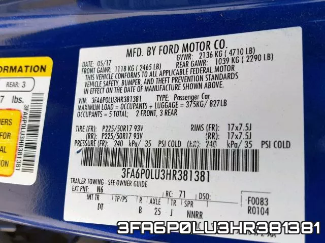 3FA6P0LU3HR381381 фото 2