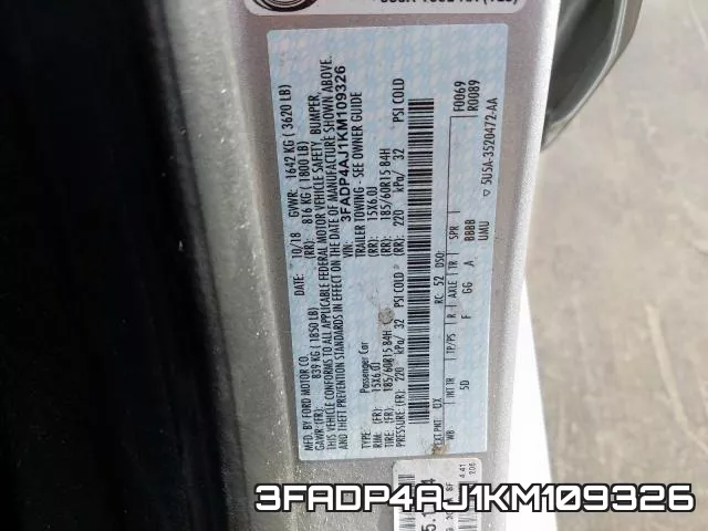 3FADP4AJ1KM109326 фото 2