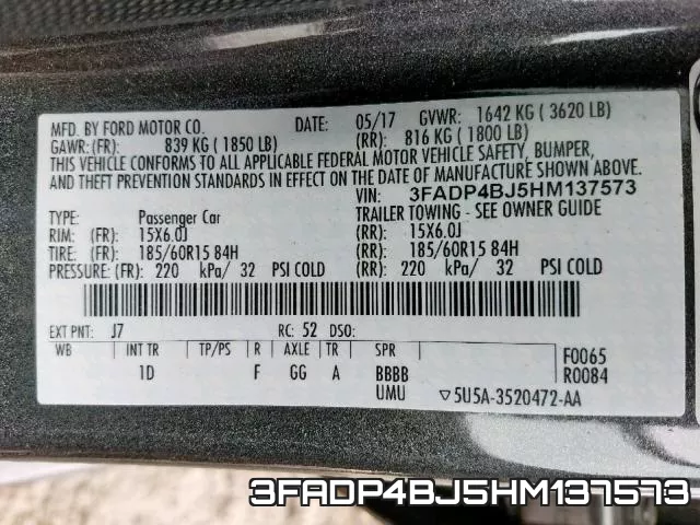 3FADP4BJ5HM137573 фото 2