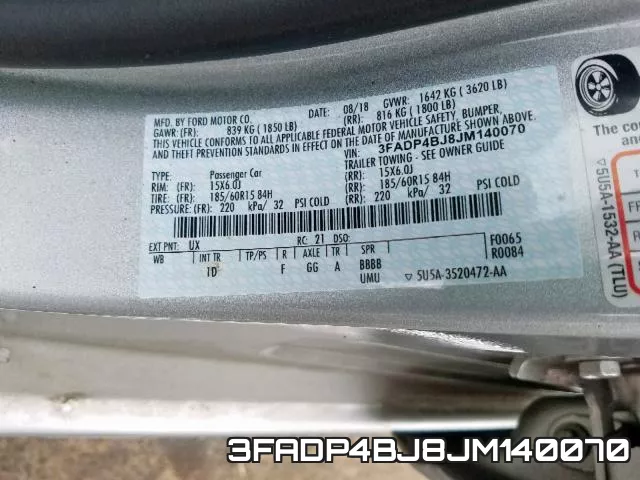 3FADP4BJ8JM140070 фото 2