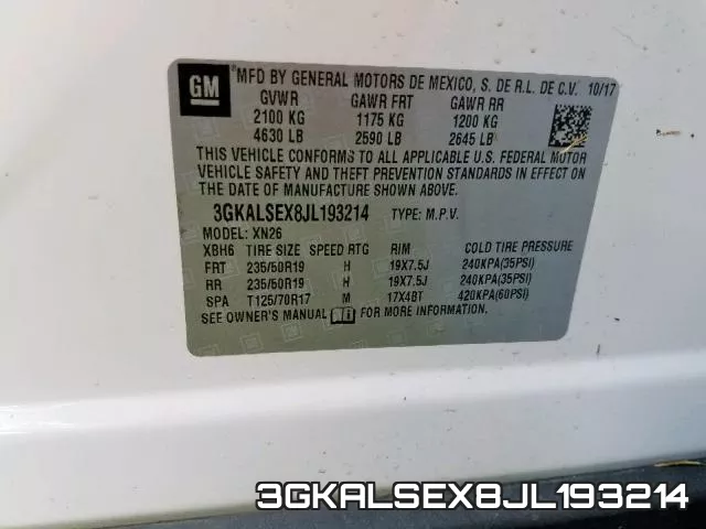 3GKALSEX8JL193214 фото 2