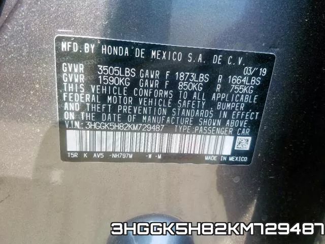 3HGGK5H82KM729487 фото 2