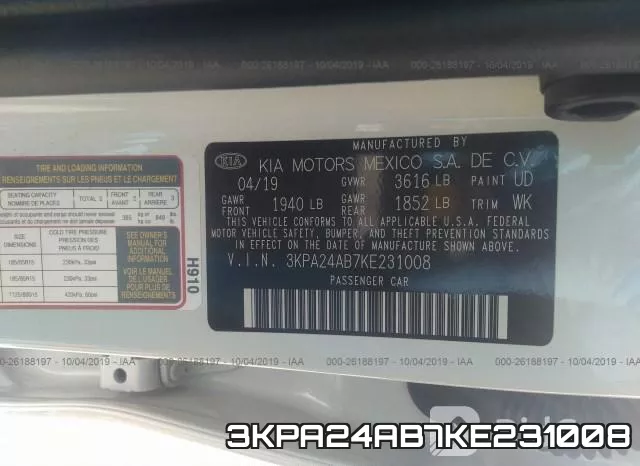 3KPA24AB7KE231008 фото 10
