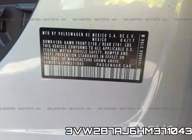 3VW2B7AJ6HM371043 фото 10
