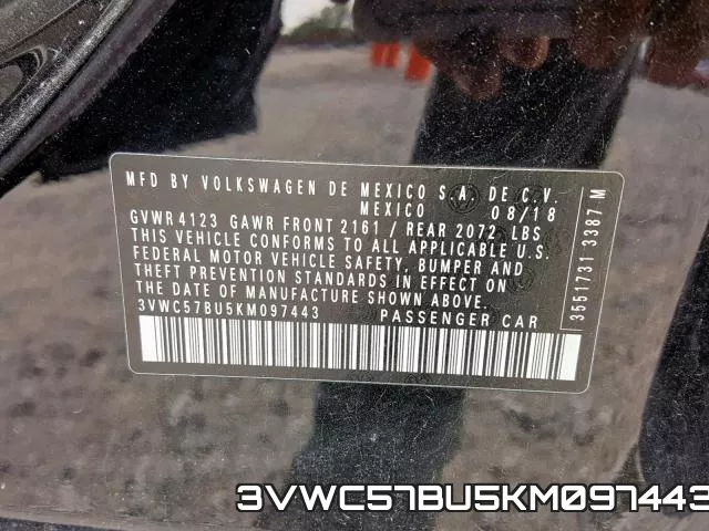 3VWC57BU5KM097443 фото 2