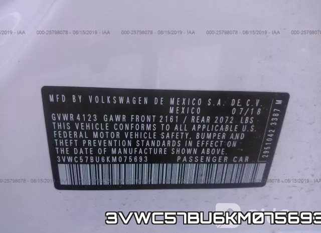 3VWC57BU6KM075693 фото 10