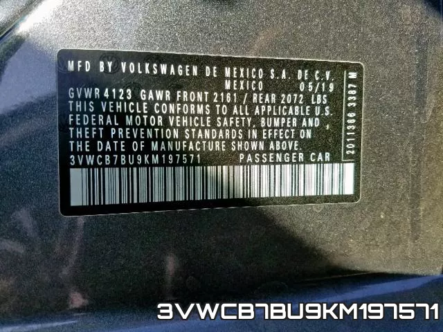 3VWCB7BU9KM197571 фото 2