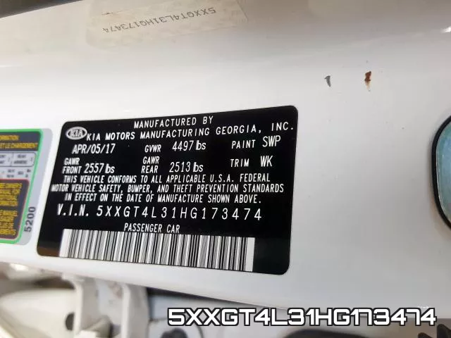 5XXGT4L31HG173474 фото 2