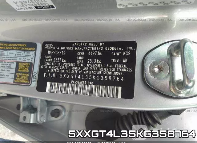 5XXGT4L35KG358764 фото 10