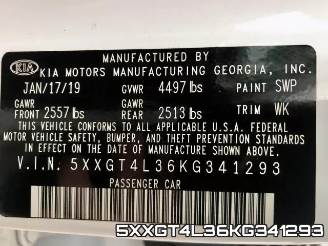 5XXGT4L36KG341293 фото 2