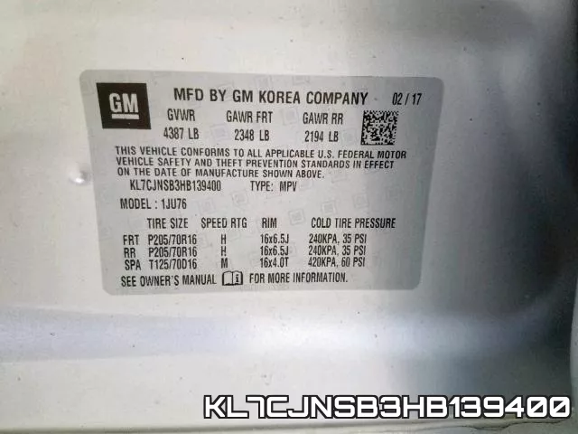 KL7CJNSB3HB139400 фото 2