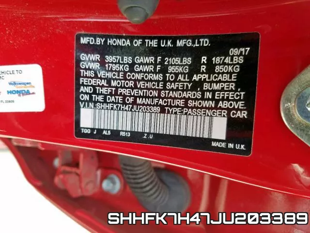 SHHFK7H47JU203389 фото 2