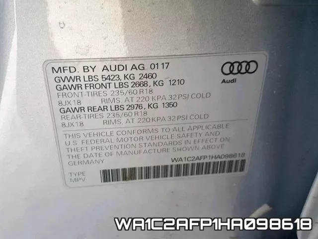 WA1C2AFP1HA098618 фото 2