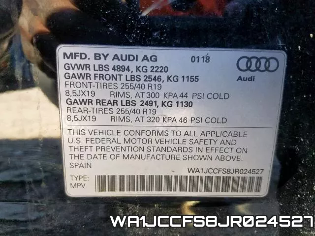 WA1JCCFS8JR024527 фото 2