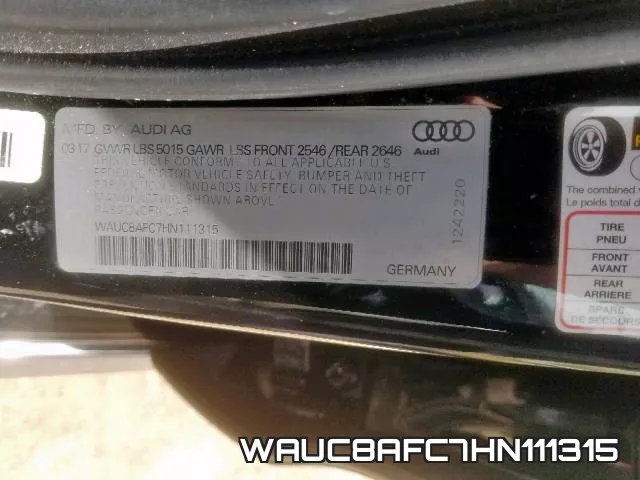 WAUC8AFC7HN111315 фото 2