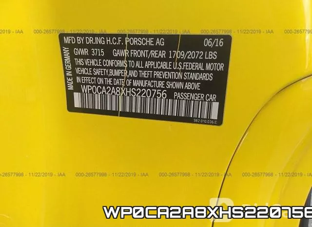 WP0CA2A8XHS220756 фото 10