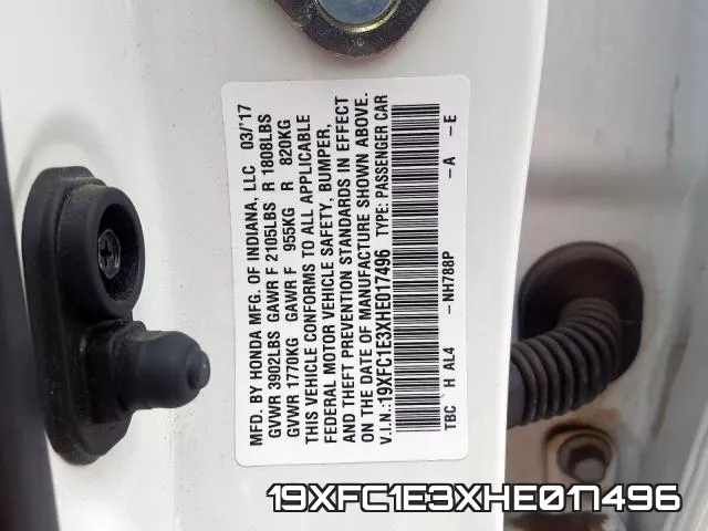 19XFC1E3XHE017496 фото 2
