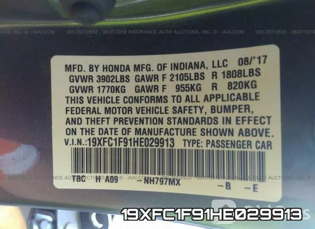 19XFC1F91HE029913 фото 10
