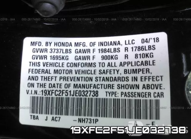 19XFC2F51JE032738 фото 10