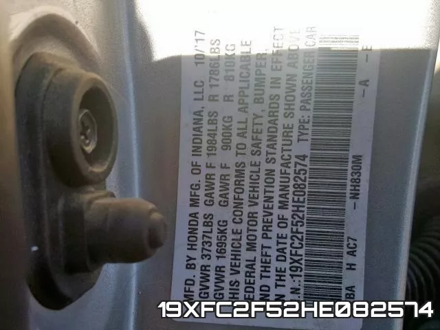 19XFC2F52HE082574 фото 2