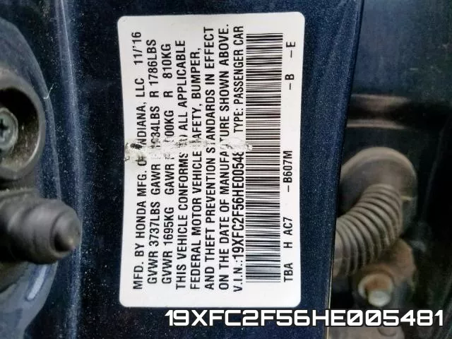 19XFC2F56HE005481 фото 2
