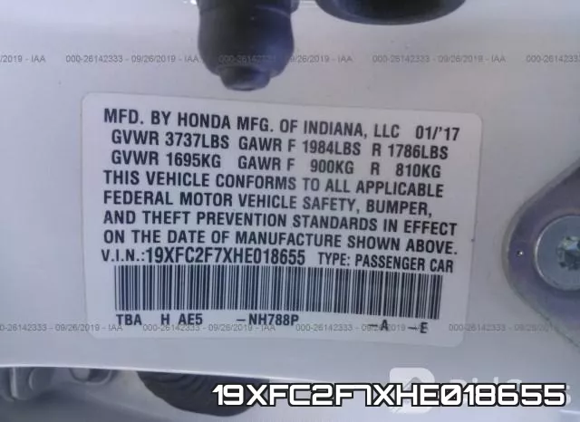 19XFC2F7XHE018655 фото 9