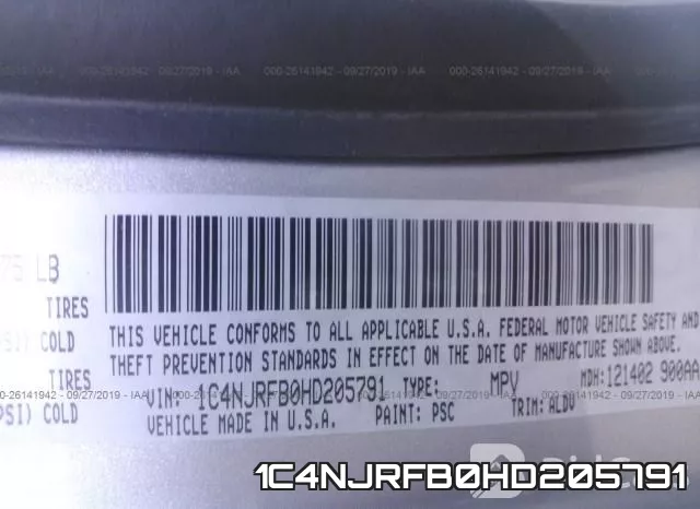 1C4NJRFB0HD205791 фото 9